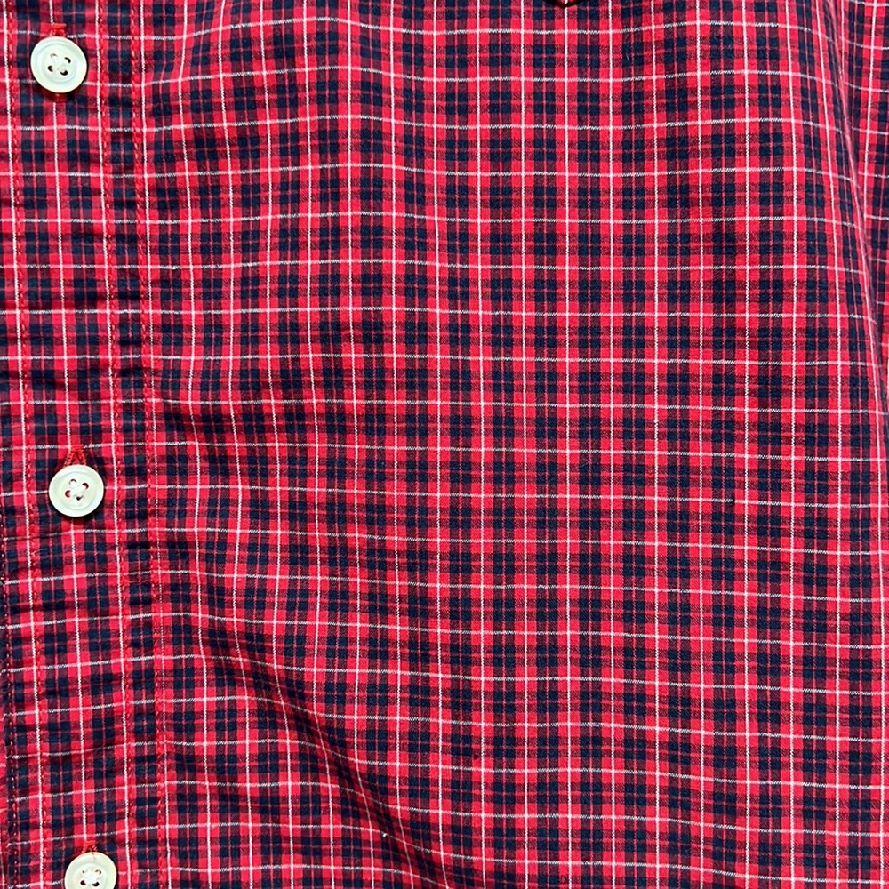 Chaps Easy Care Red, Blue and White Plaid Button Down Shirt - Size Medium - Picture 5 of 8